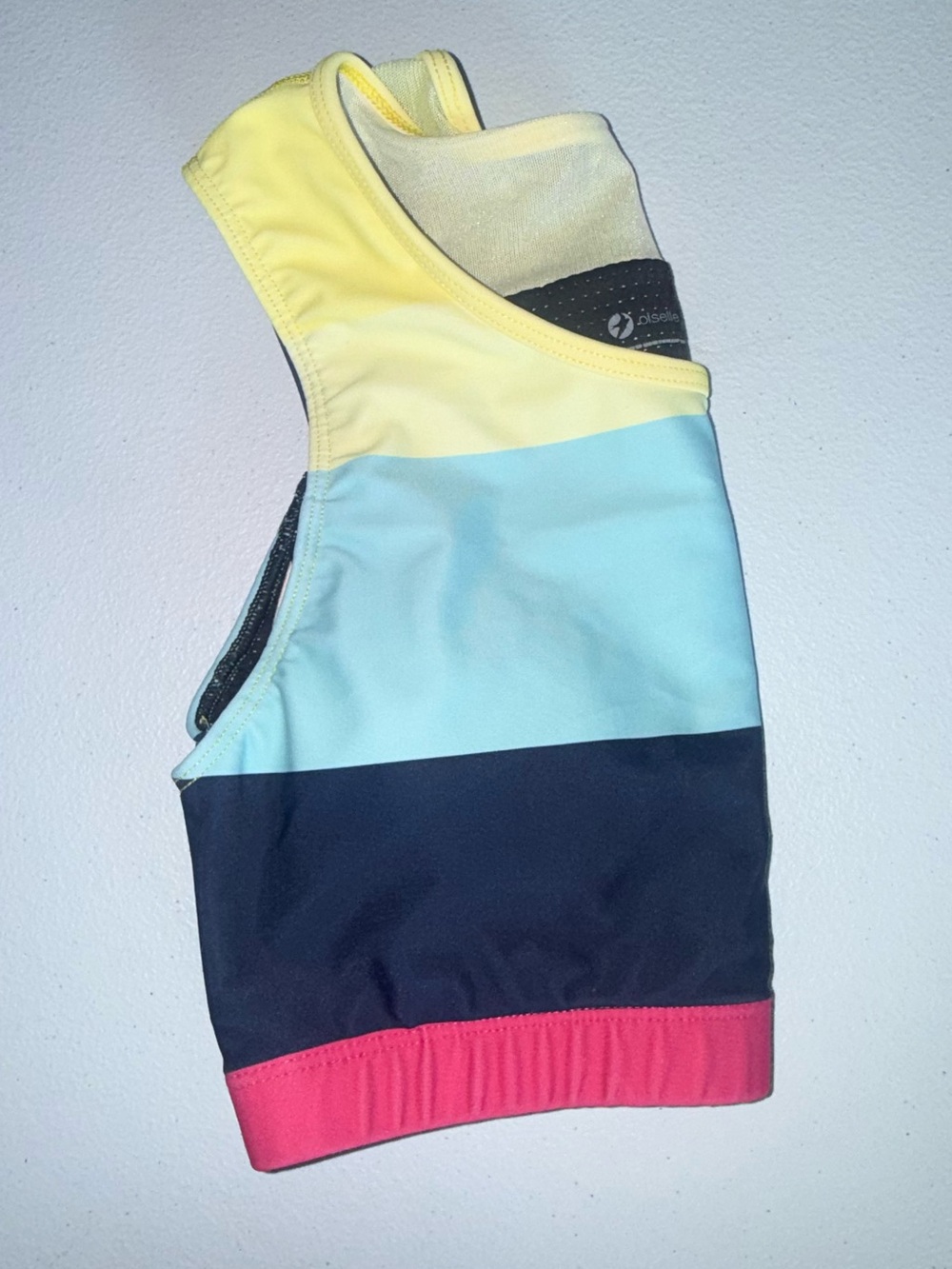 Oiselle Colorblock Sports Bra Crop Top Running Racerback Activewear Medium -pads - Picture 6 of 7